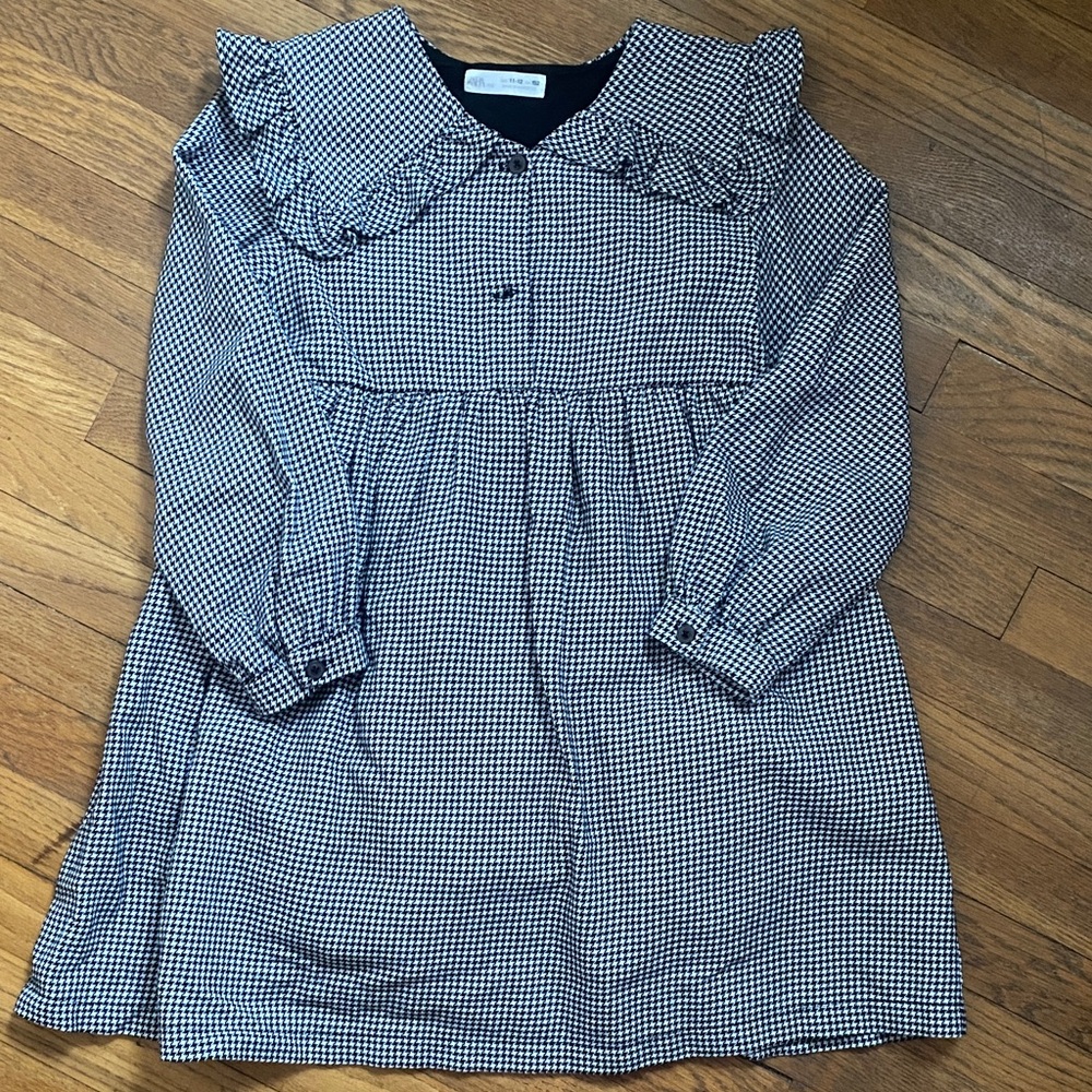 Zara houndstooth Peter Pan collard girls dress ASO Princess Charlotte 11/12